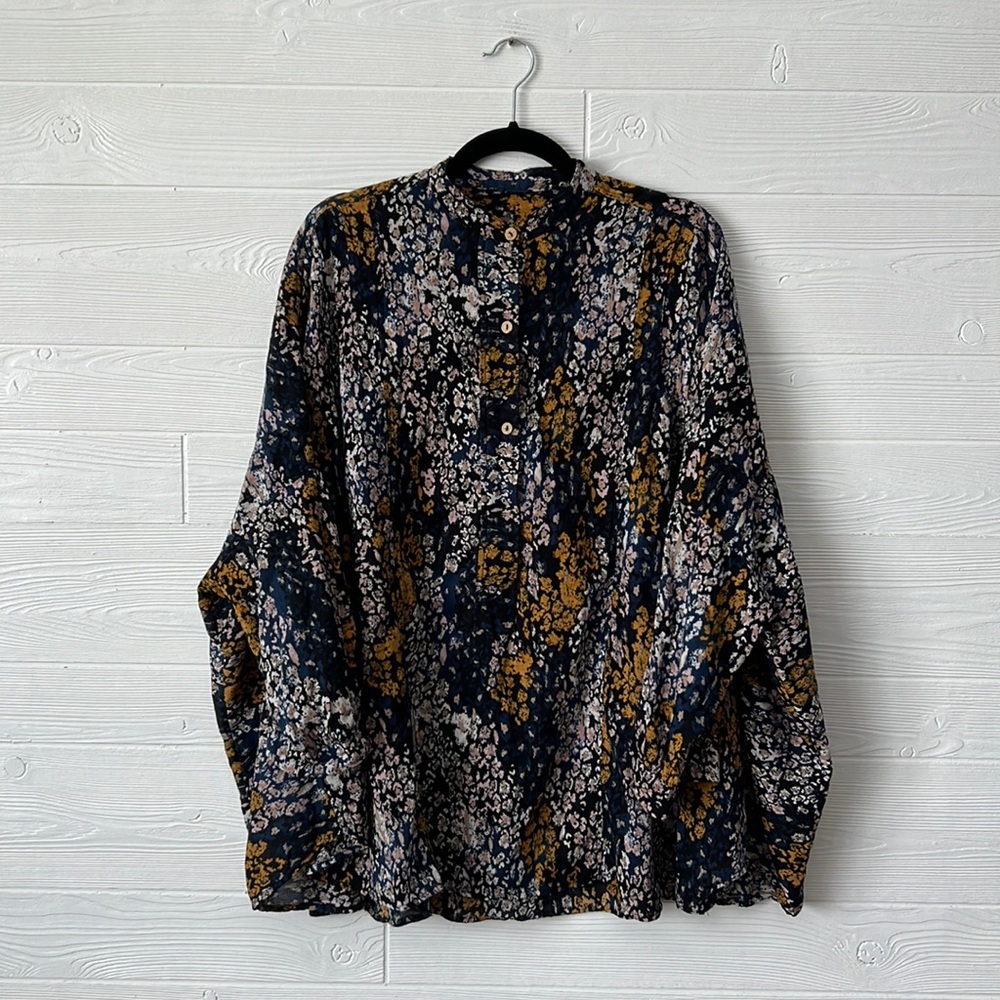 Free people floral dolman tunic oversized blouse size medium
